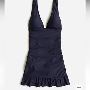 J. Crew Ruched V-neck swim dress Navy Blue Spring 2023 One piece